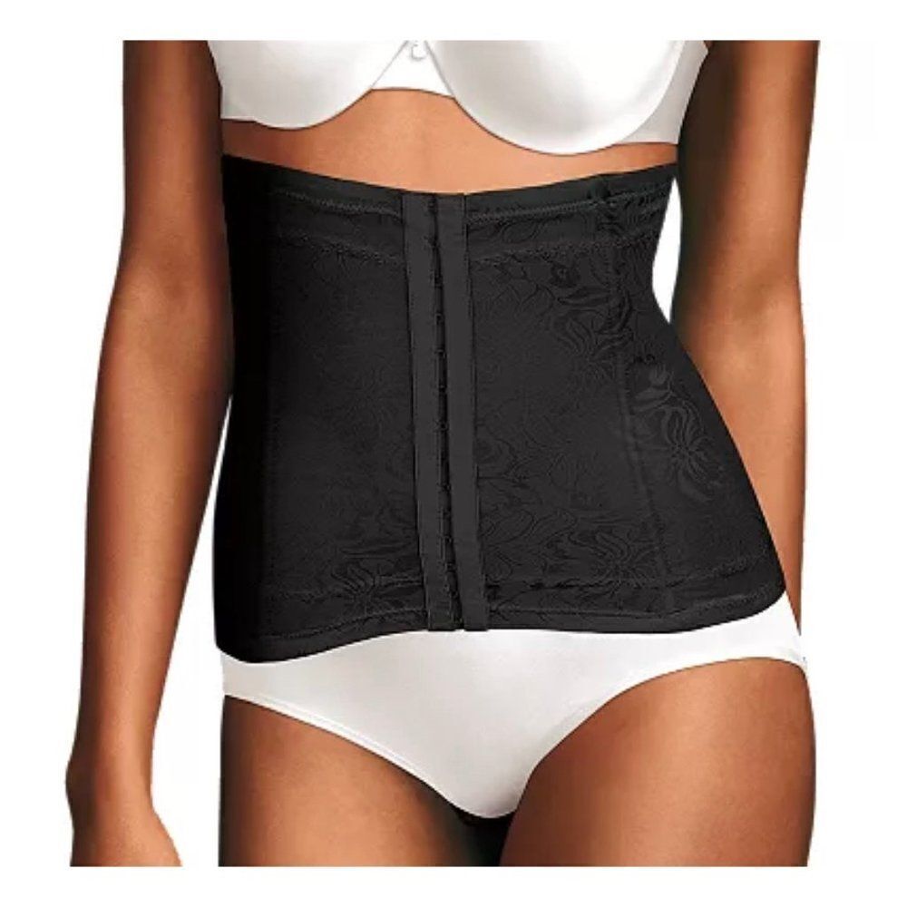 Maidenform Tummy Solution Black Floral Print Waist Shaper Size L NWT